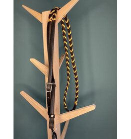 closed leather reins barrel brown Gold