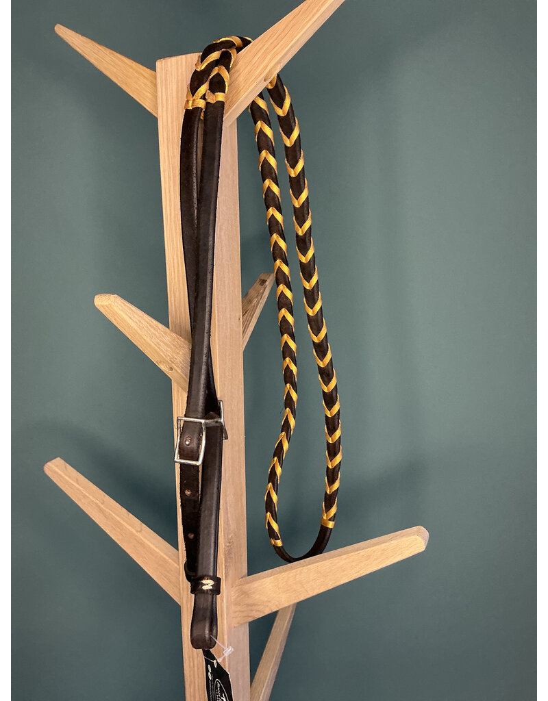 closed leather reins barrel brown Gold
