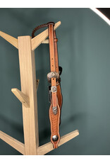 Bootshorse one ear headstall concho flower bronze studs rawhide medium brown