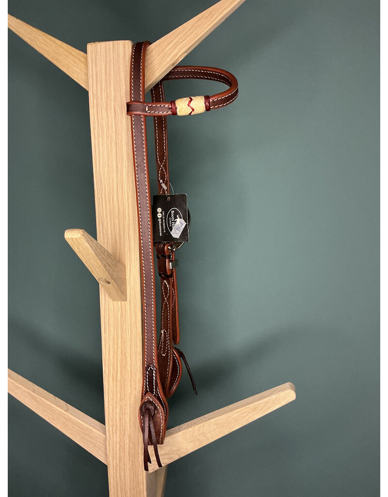 Bootshorse One ear headstall bark brown rawhide Roper concho