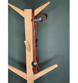 Bootshorse one ear headstall studs royal blue studs gold medium brown