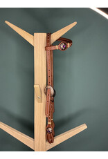 Bootshorse one ear headstall purple gold studs medium brown rawhide