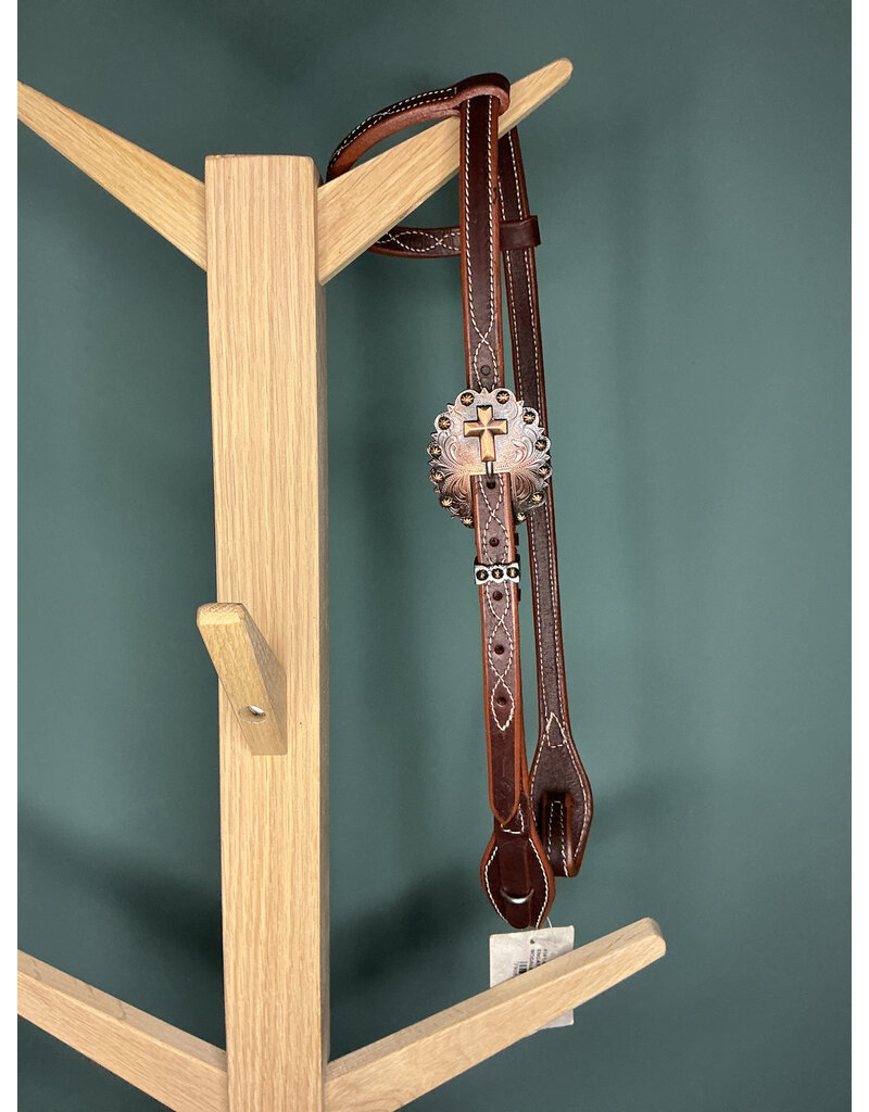 Bootshorse one ear headstall daek brown cross concho