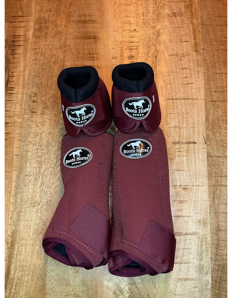 Bootshorse Beenbeschermer Set Voor+Achter+Belboots Wine Red, Maat M