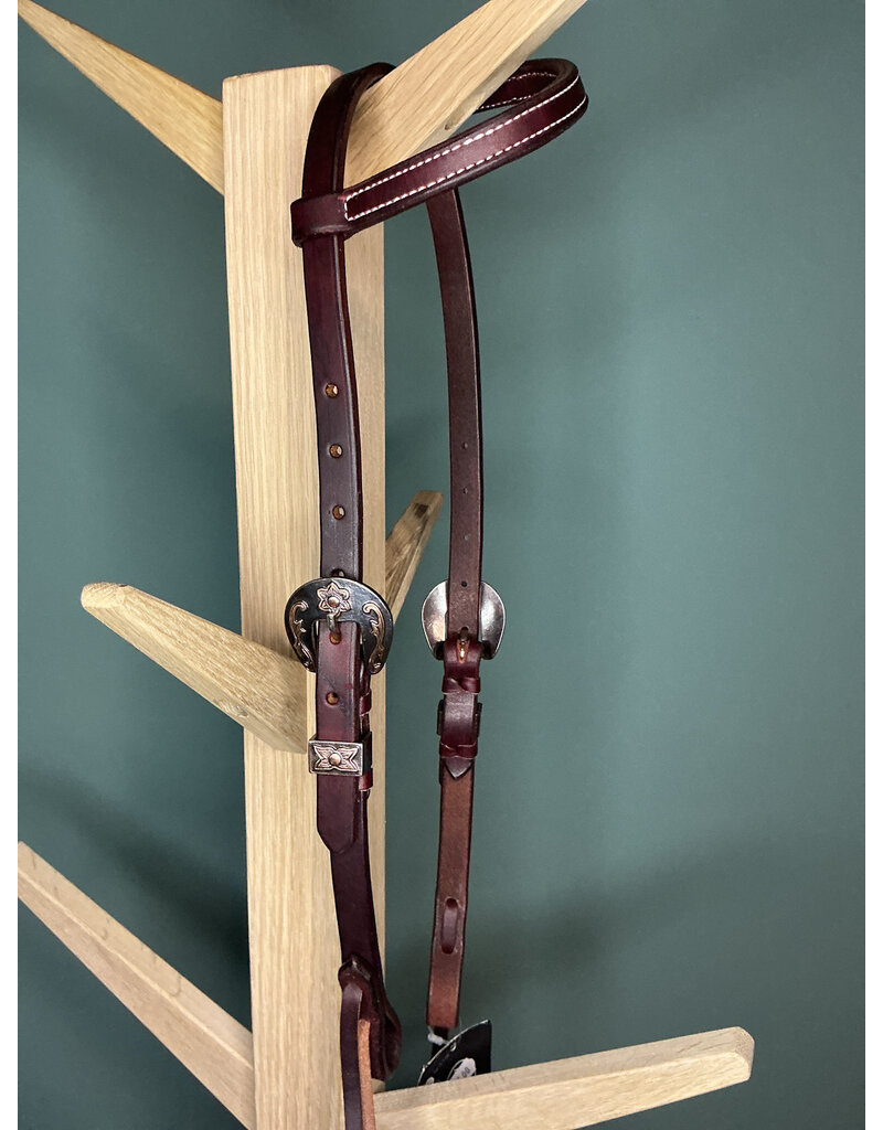Bootshorse One ear headstall chocolate flower concho gold
