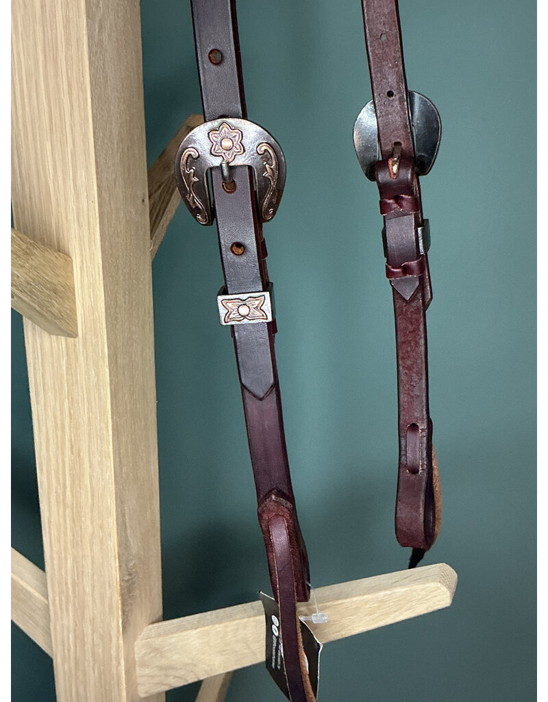 Bootshorse One ear headstall chocolate flower concho gold