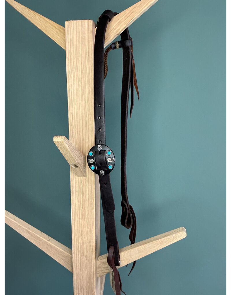 Bootshorse one ear headstall black with rope ear indian concho