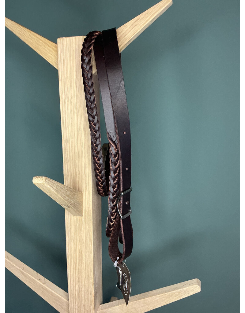Bootshorse closed leather reins braided chocolat barrel/roping