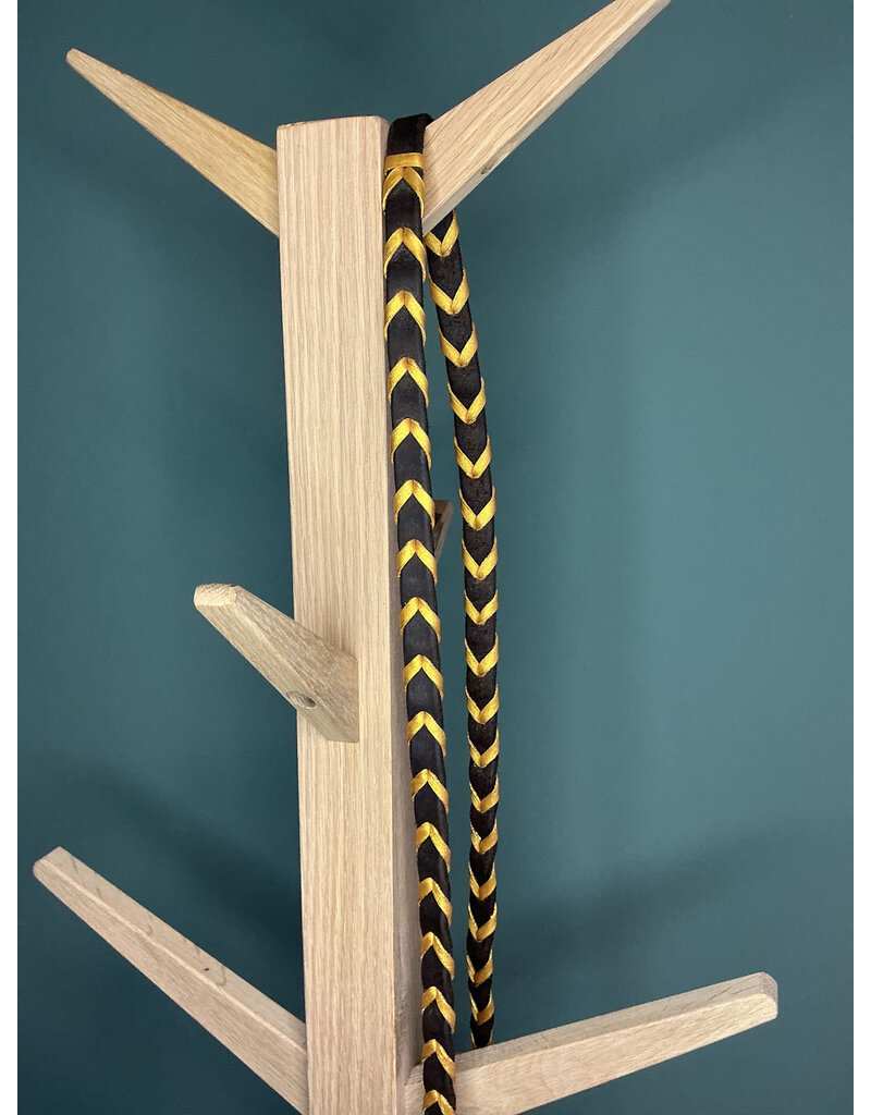 Bootshorse Leather barrel reins chocolate/gold braided