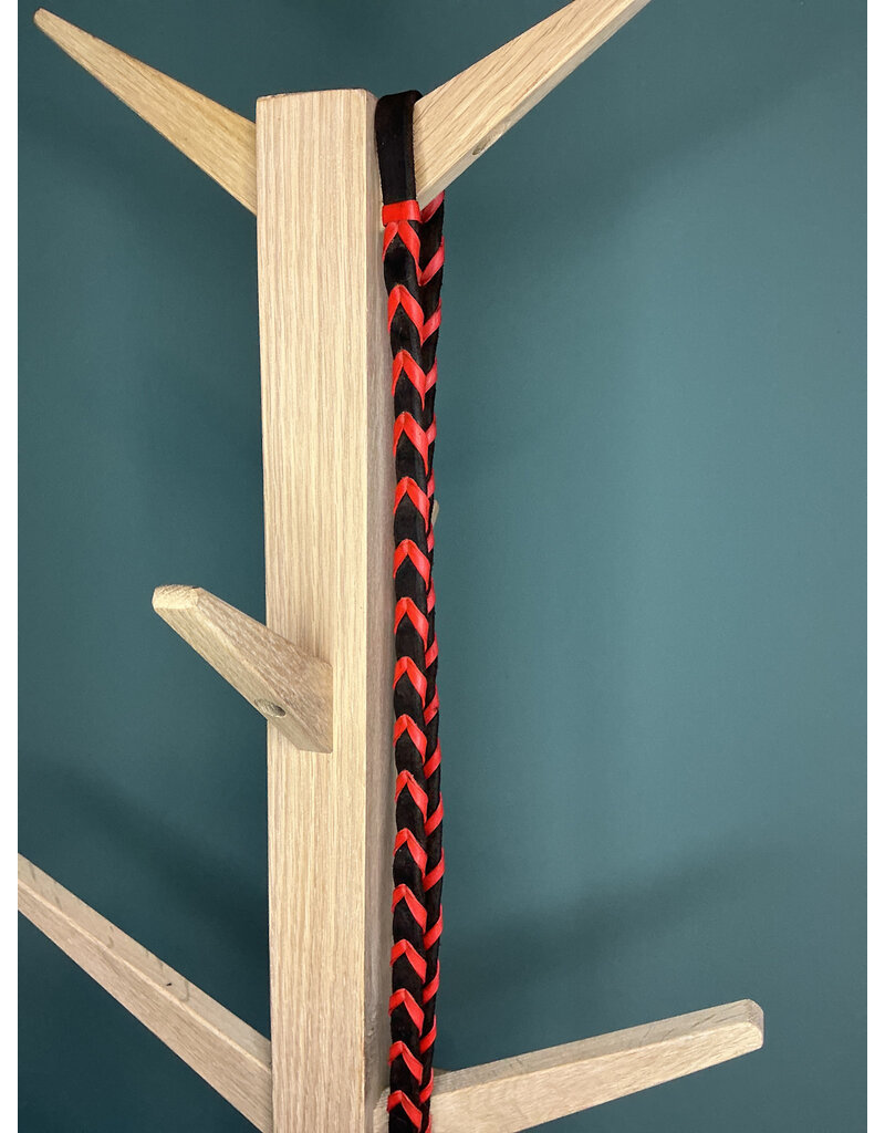 Bootshorse Leather barrel reins chocolat/red braided