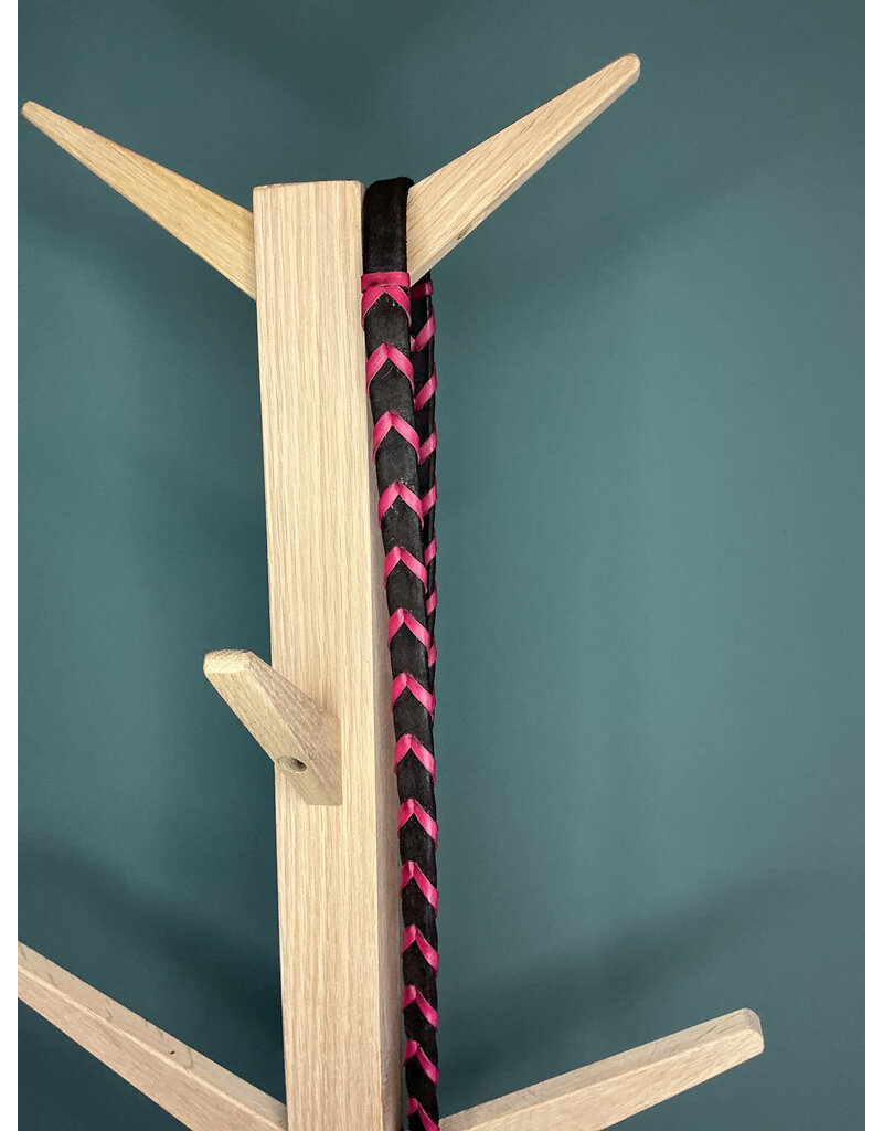 Bootshorse Leather barrel reins chocolat/purple braided