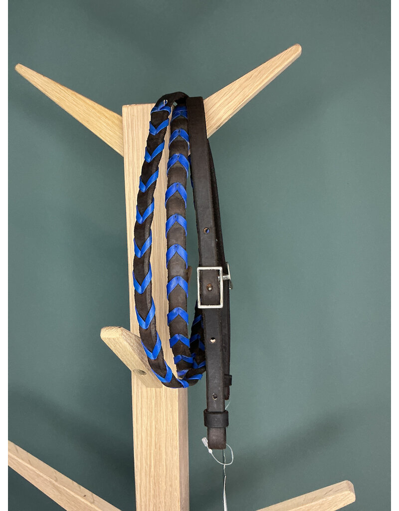 Bootshorse Leather barrel reins chocolat/royal blue