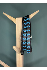 Bootshorse Leather braided barrel reins black/light blue