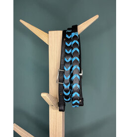 Bootshorse Leather braided barrel reins black/light blue