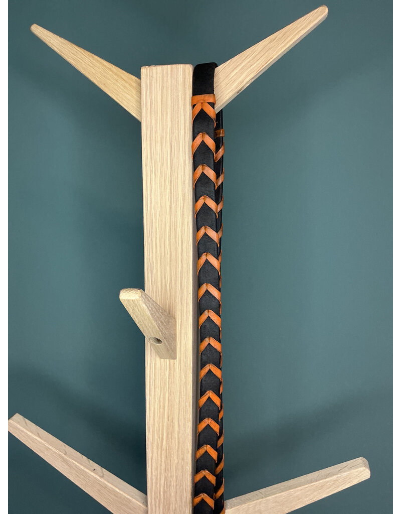 Bootshorse Leather braided barrel reins chocolat/orange