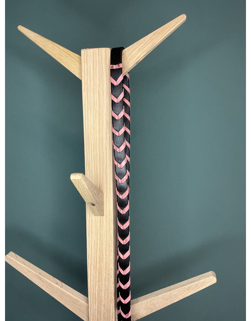 Bootshorse Leather braided barrel reins chocolat/pink