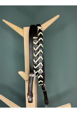 Bootshorse Leather braided barrel reins chocolat/white