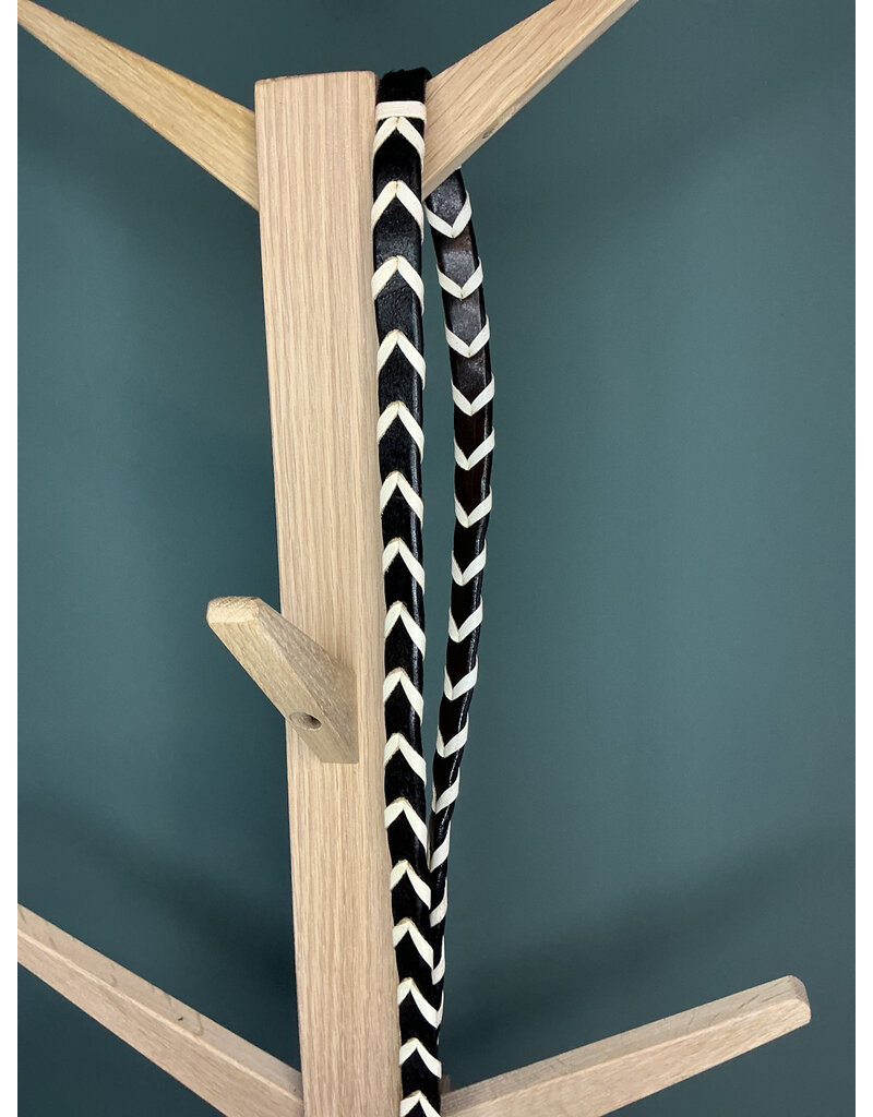 Bootshorse Leather braided barrel reins chocolat/white