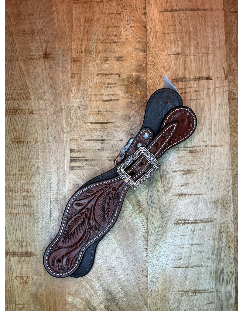 Twisted C Spurr Straps dark brown tolled