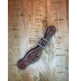 Twisted C Spurr Straps medium brown tooled