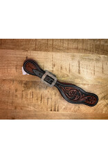 Twisted C spurr straps black/dark brown flower tooling