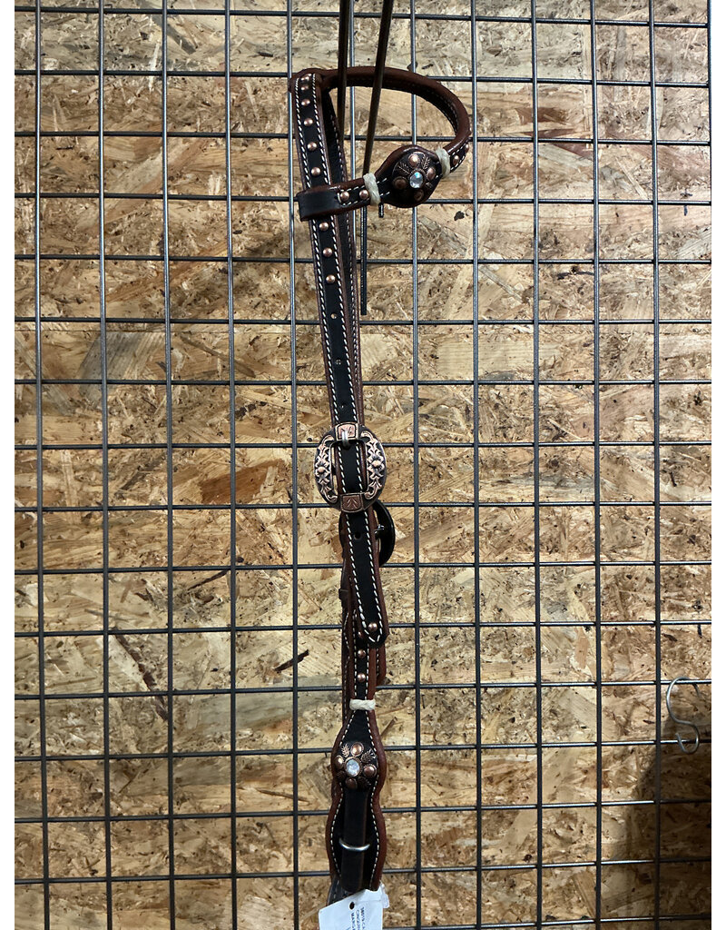 Bootshorse One ear Headstall Chocolate studs White Diamond