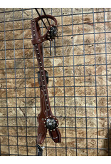 Bootshorse One Ear Headstall Dark Brown Flower Concho Studs
