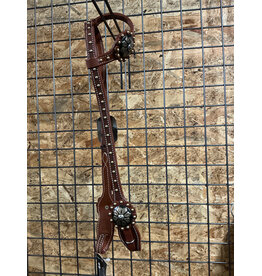 Bootshorse One Ear Headstall Dark Brown Flower Concho Studs