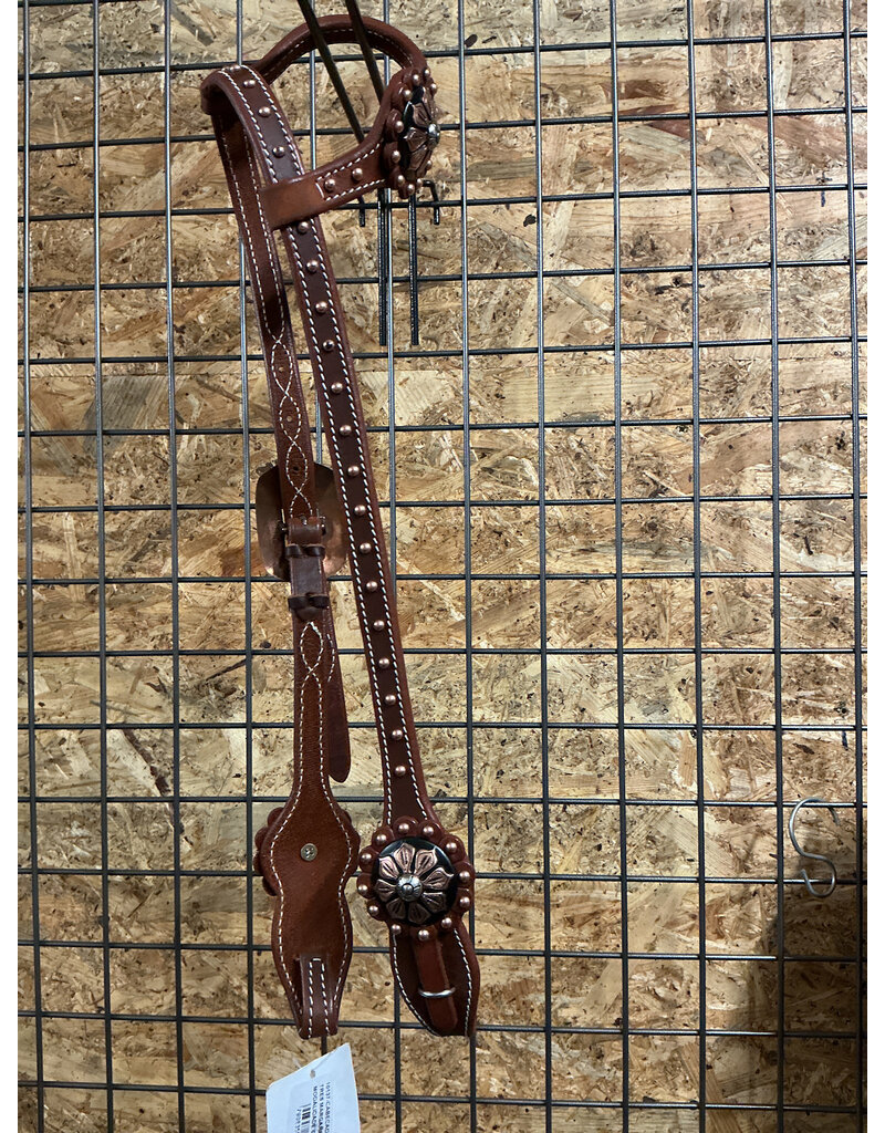 Bootshorse One Ear Headstall Dark Brown Bronze Flower Concho