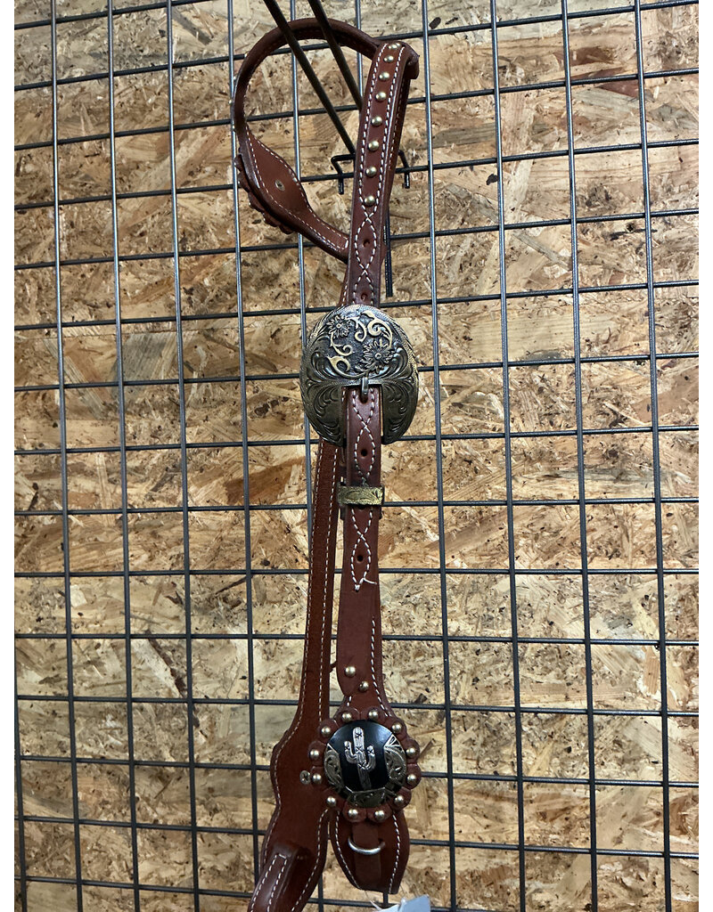 Bootshorse One Ear Headstall Cactus Concho Dark Brown
