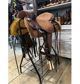 Twisted C Roping Saddle Twisted C 16 Inch Full Quarter With Straps and Hard Seat