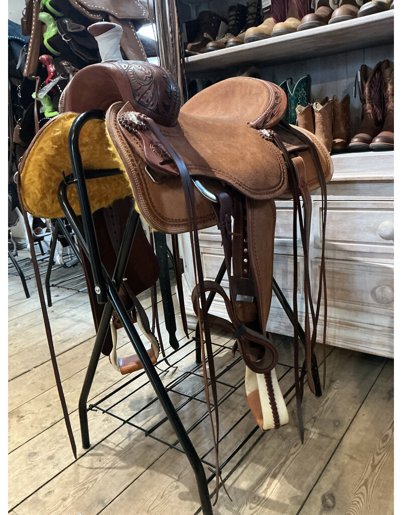 Twisted C Roping Saddle Twisted C 16 Inch Full Quarter With Straps and Hard Seat