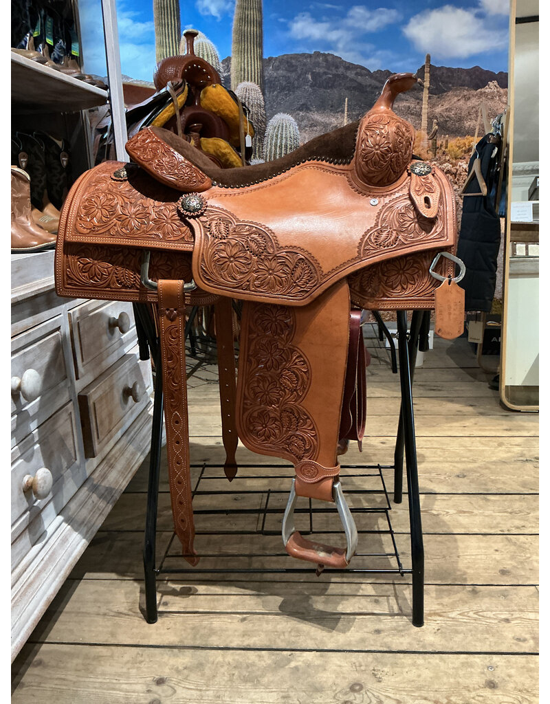 Tomahawk Reining Saddle Tomahawk 15 Inch Full Quarter Tooled