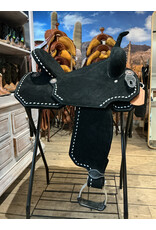 Tomahawk Barrel Saddle Tomahawk Light Weight 15 Inch Black With White Stitchings Fleeze Inlay