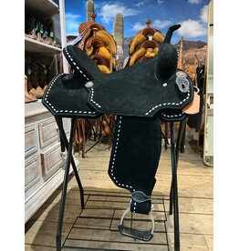 Tomahawk Barrel Saddle Tomahawk Light Weight 15 Inch Black With White Stitchings Fleeze Inlay