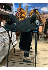 Bootshorse Barrel Saddle Tomahawk Light Weight 15 Inch Full Quarter Black With Blue Stitchings Fleeze Inlay