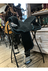 Bootshorse Barrel Saddle Tomahawk Light Weight 15 Inch Full Quarter Black With Blue Stitchings Fleeze Inlay