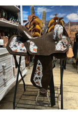 Bootshorse Barrel Saddle BootsHorse 14,5 Inch Extra Full with Cow Print Fleeze Inlay