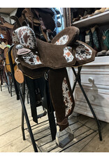 Bootshorse Barrel Saddle BootsHorse 14,5 Inch Extra Full with Cow Print Fleeze Inlay