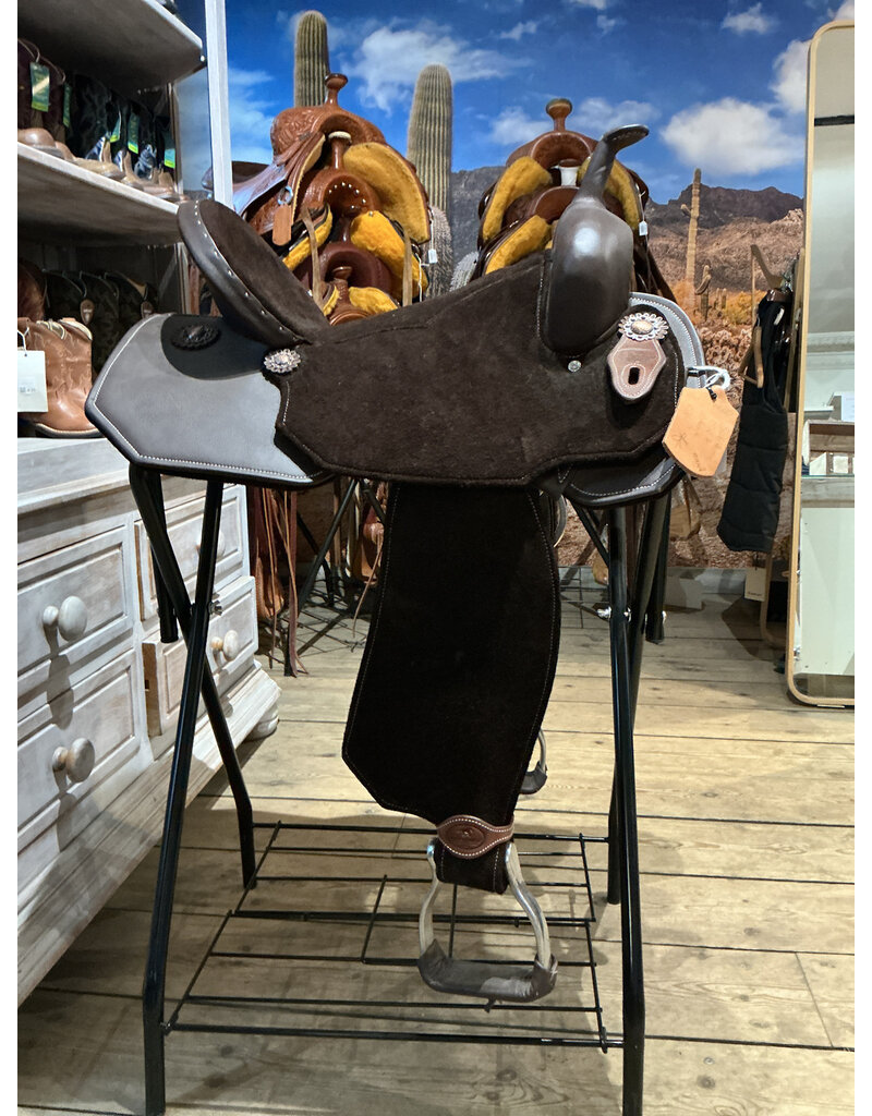 Bootshorse Barrel Saddle BootsHorse  Light Weight 15 Inch Dark Brown With Neoprene Inlay