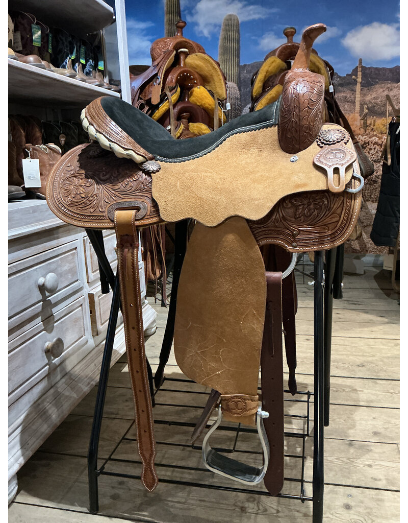 Twisted C Barrel Saddle Twisted C 15 Inch Full Quarter Basic model medium brown with black seat