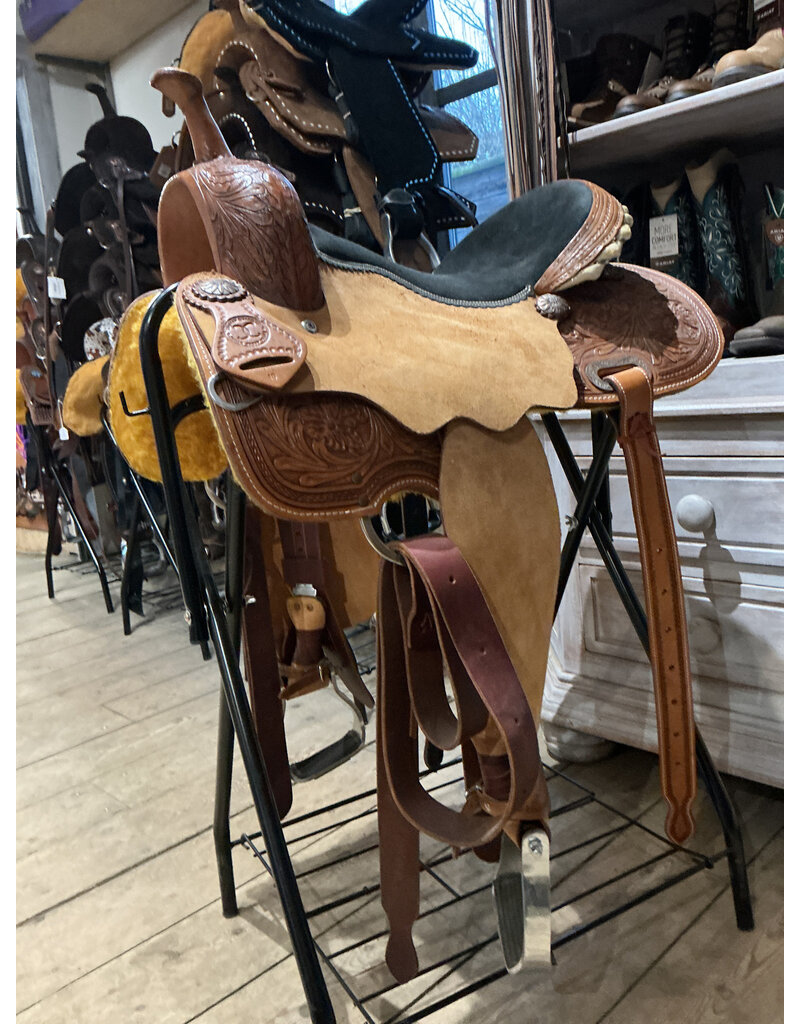 Twisted C Barrel Saddle Twisted C 15 Inch Full Quarter Basic model medium brown with black seat