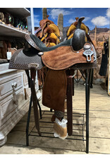 Twisted C Barrel Saddle Twisted C 15 Inch Full Quarter Chocolate with Studs