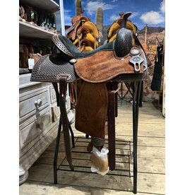 Twisted C Barrel Saddle Twisted C 15 Inch Full Quarter Chocolate with Studs