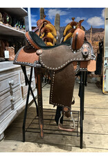 Tomahawk Barrel Saddle Tomahawk 15 Inch Full Quarter medium brown Fleece Inlay