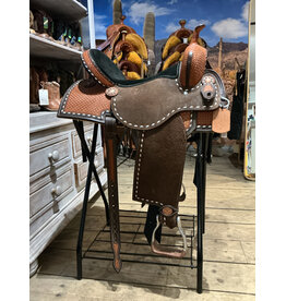 Tomahawk Barrel Saddle Tomahawk 15 Inch Full Quarter medium brown Fleece Inlay