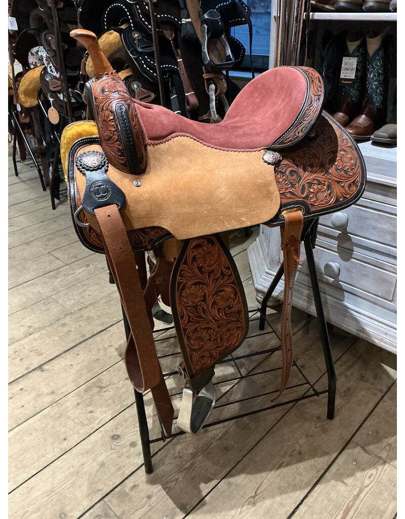 Twisted C Barrel Saddle Twisted C 15 Inch Full Quarter Wine Seat flower tooling