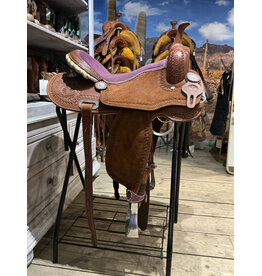 Twisted C Barrel Saddle Basic 16 Inch Full Quarter Purple Seat