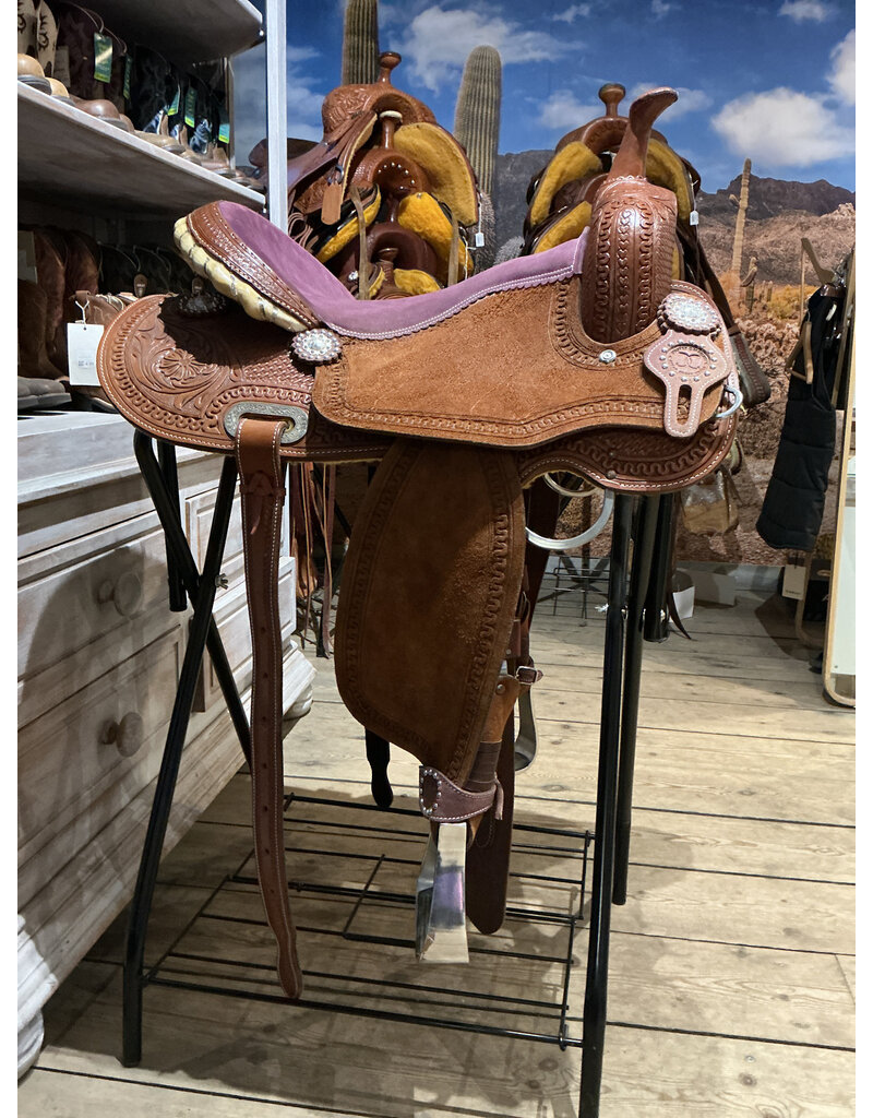 Twisted C Barrel Saddle Basic 16 Inch Full Quarter Purple Seat