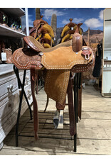 Twisted C Barrel Saddle Twisted C 15 Inch Full Quarter Flower Tooling And White Stitches